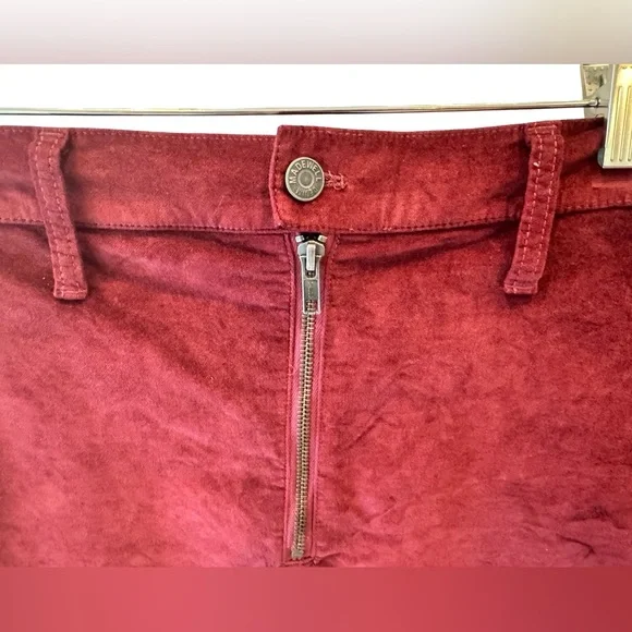 Madewell Stretch Velveteen Straight Zip Mini Skirt Maroon Sz 28 - Picture 4 of 6
